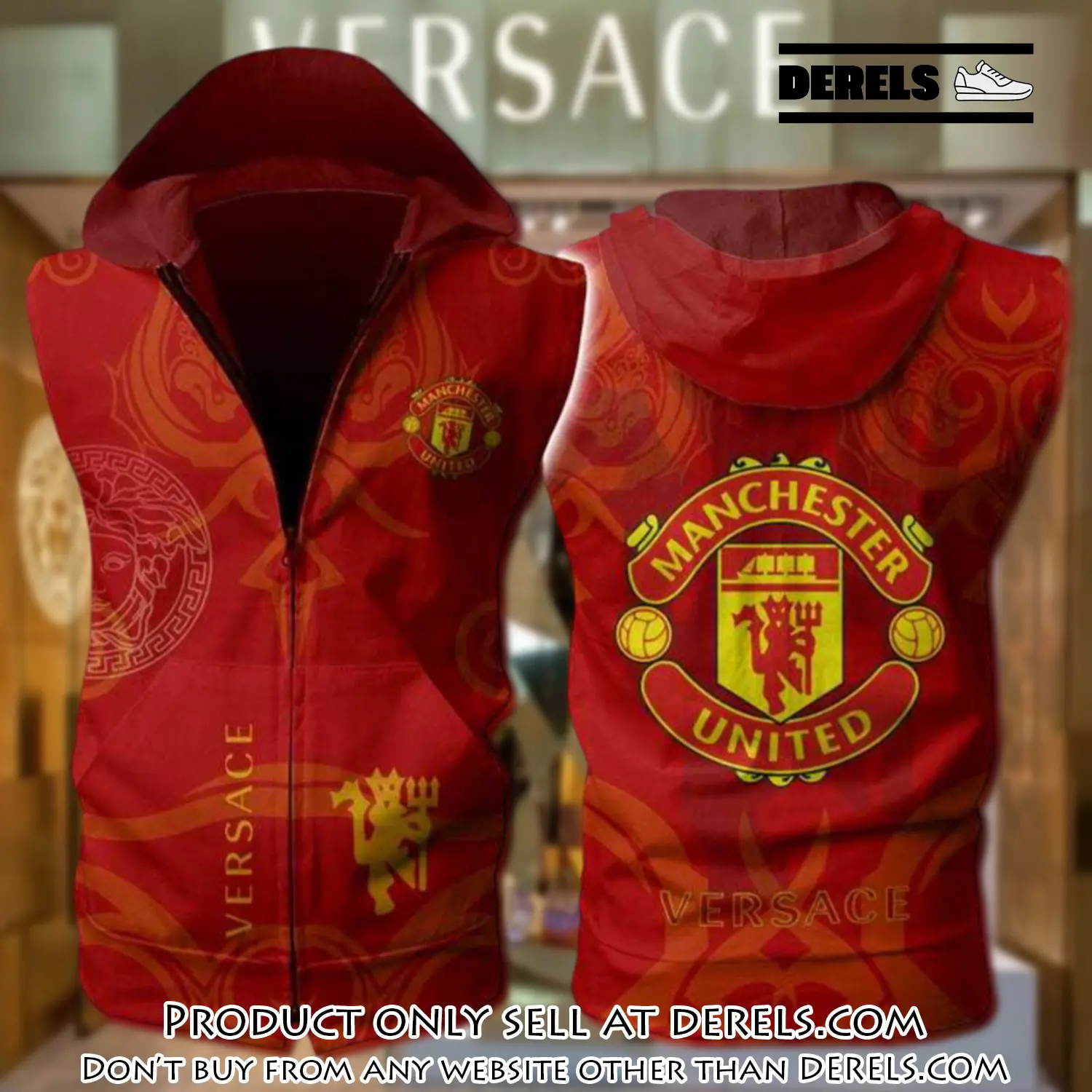 Gianni versace manchester united unisex sleeveless zip up hoodie luxury for men women szh002 dr2548660